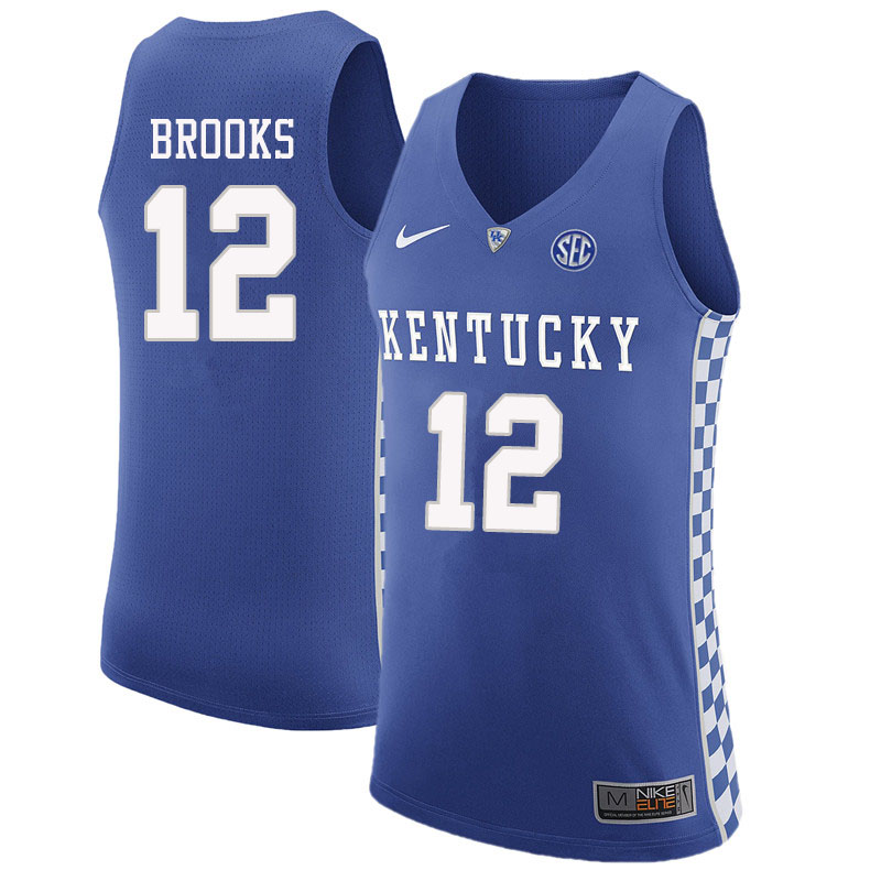 Men #12 Keion Brooks Kentucky Wildcats College Basketball Jerseys Sale-Blue